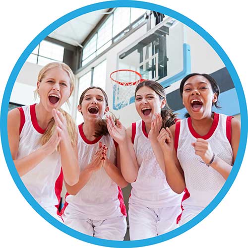 Pledge + Play - GO Team! Girls Basketball - circle photo