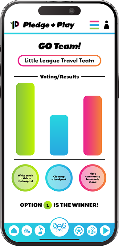 Pledge + Play - GO Team! application screen 2